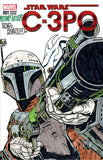 DF MARVEL COMICS STAR WARS COMMISSIONED COVER ART SIGNED AND REMARKED BY MARIANO NICIEZA AND JOE DELBEATO WITH A MANDALORIAN SKETCH