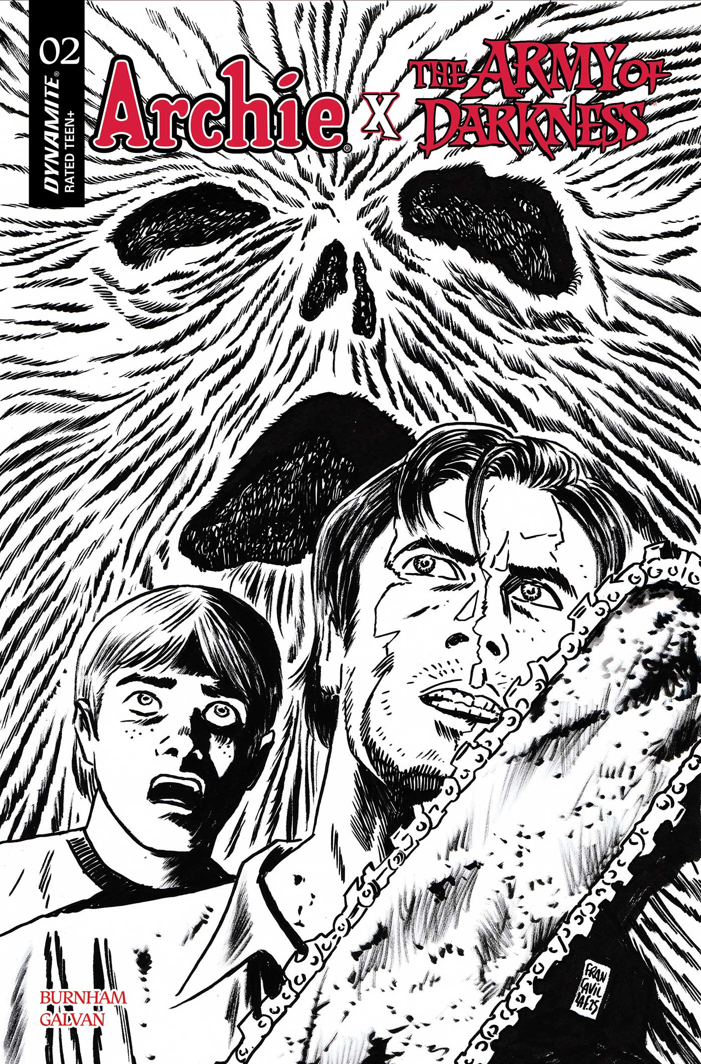 ARCHIE X ARMY OF DARKNESS #2 COVER M FRANCESCO FRANCAVILLA LINE ART VARIANT