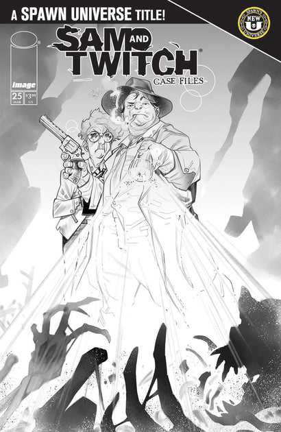 SPAWN SAM AND TWITCH CASE FILES #25 COVER B IG GUARA B&W VARIANT
