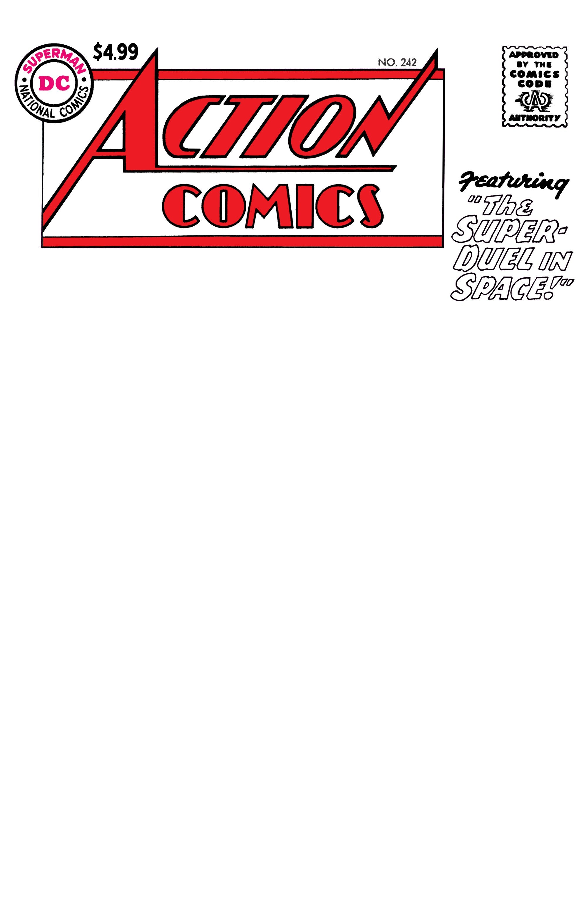 ACTION COMICS #242 FACSIMILE EDITION COVER B BLANK CARD STOCK VARIANT