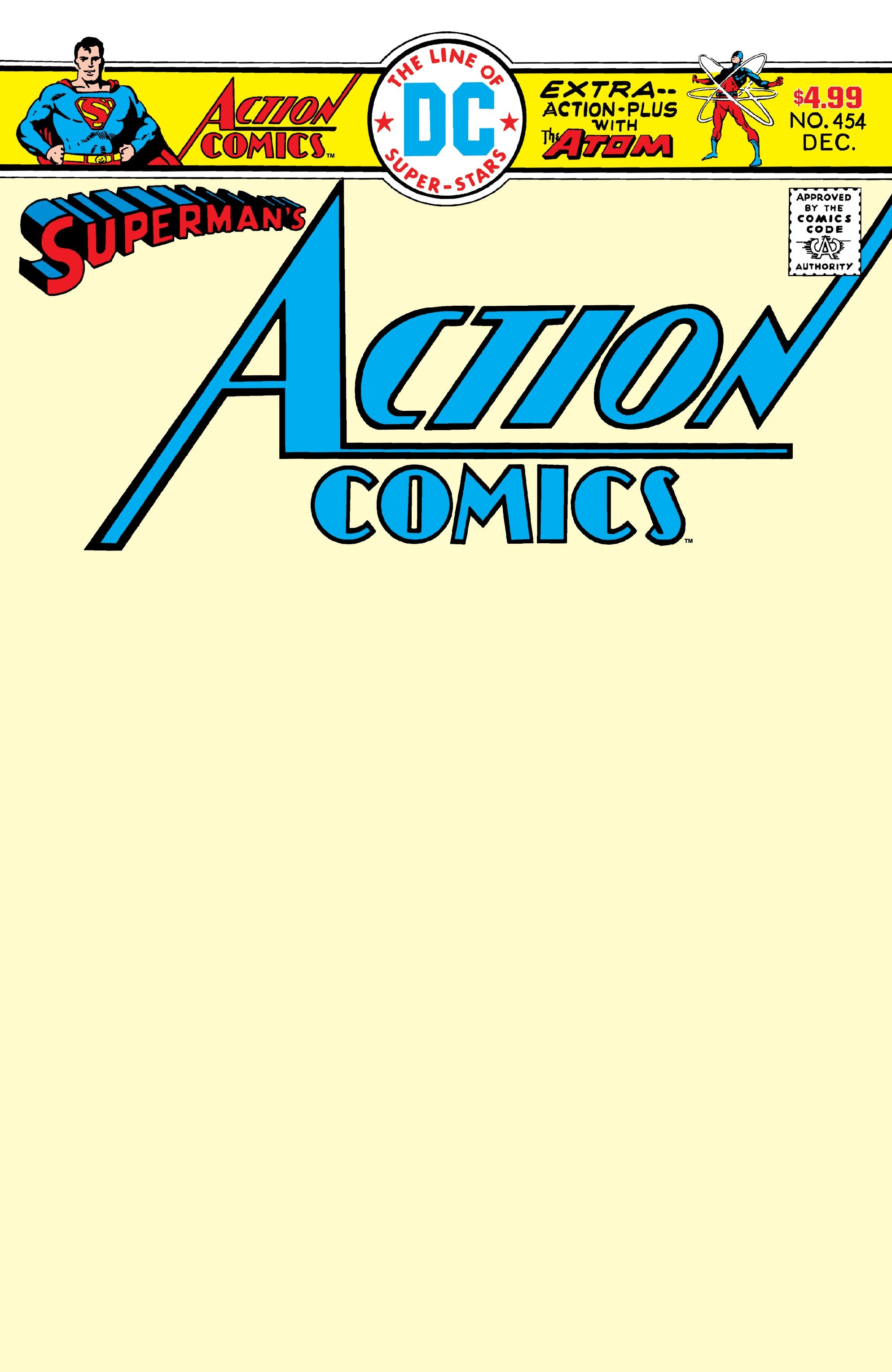 ACTION COMICS #454 FACSIMILE EDITION COVER B BLANK CARD STOCK VARIANT
