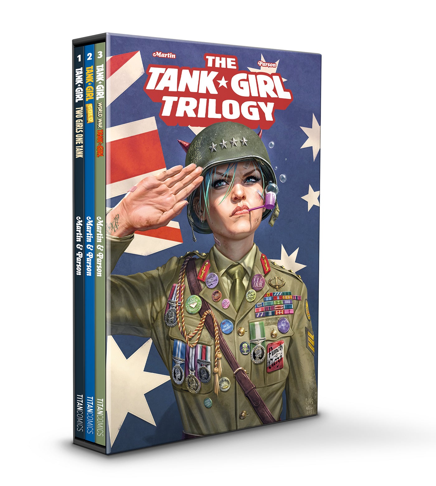 TANK GIRL TRADE PAPERBACK TRILOGY SLIPCASE SET DIRECT MARKET EDITION BRETT PARSON UNIFORM CVR 
