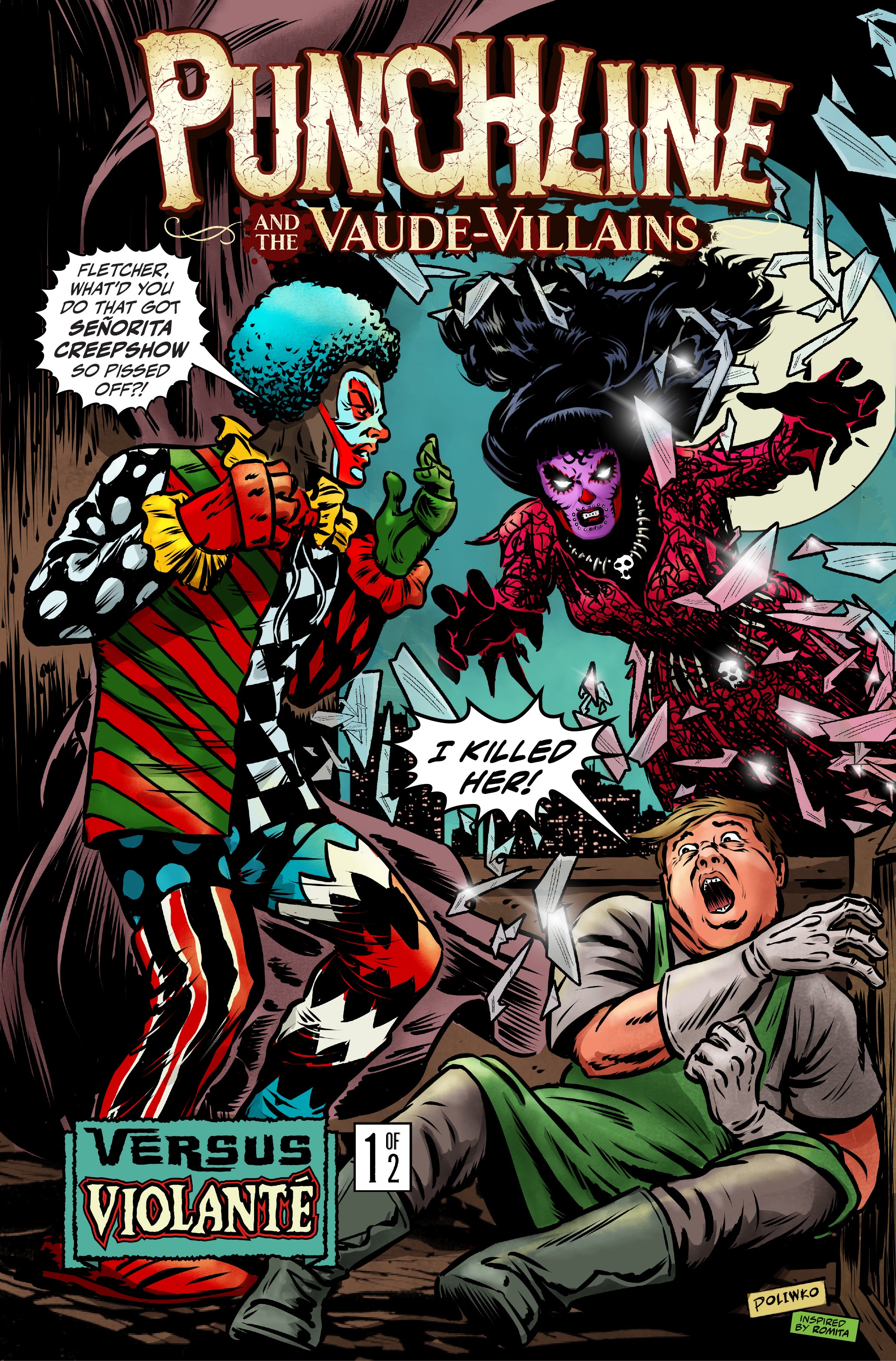 PUNCHLINE AND THE VAUDE-VILLAINS VS VIOLANTE #1 CVR B NIK POLIWKO VAR