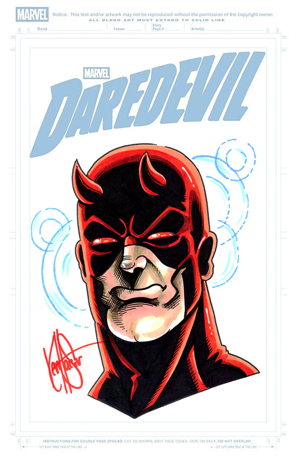 DF DAREDEVIL #1 BLANK VARIANT SIGNED AND REMARKED BY KEN HAESER WITH A DAREDEVIL SKETCH