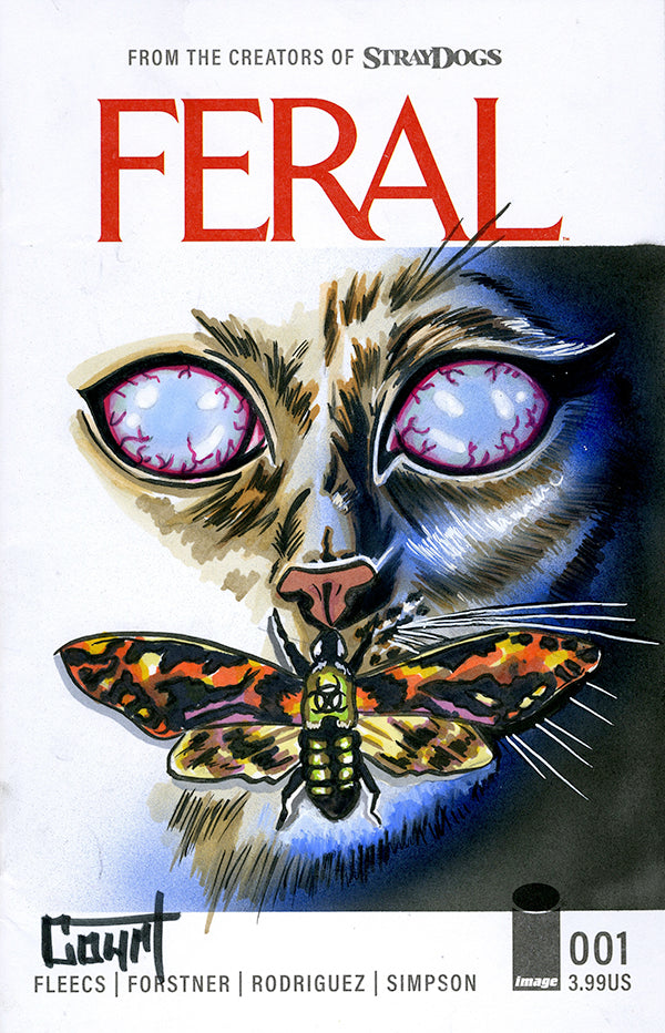 DF FERAL #1 BLANK VARIANT SIGNED AND REMARKED WITH A SILENCE OF THE LAMBS HOMAGE SKETCH BY JESSICA COURT