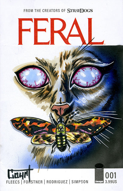 DF FERAL #1 BLANK VARIANT SIGNED AND REMARKED WITH A SILENCE OF THE LAMBS HOMAGE SKETCH BY JESSICA COURT