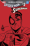 DF MARVEL/DC SPIDERMAN/SUPERMAN #1 RED BLANK VARIANT SIGNED AND REMARKED BY KEN HAESER WITH A SPIDERMAN/SUPERMAN SKETCH