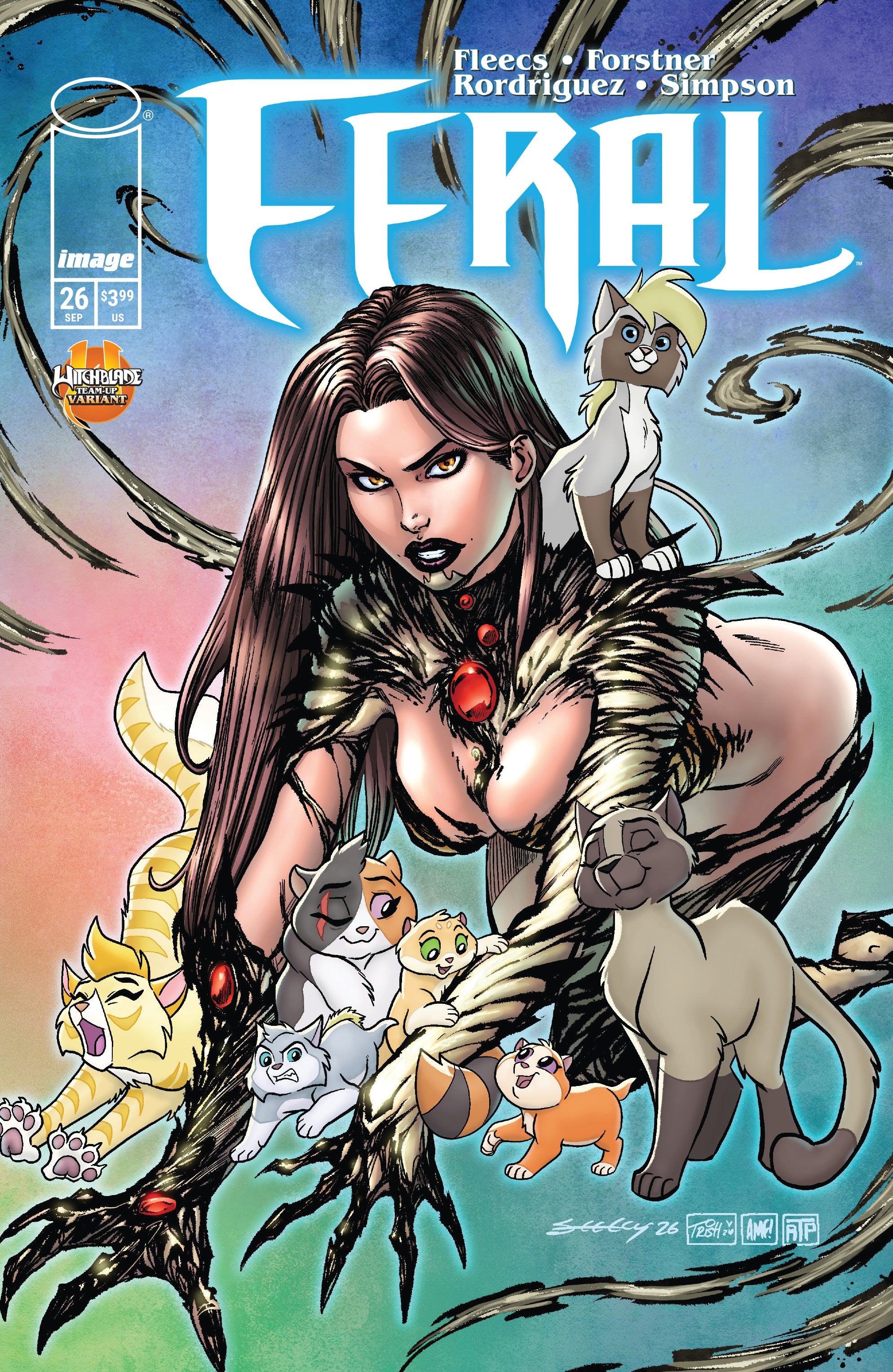 FERAL #26 CVR D TRISH FORSTNER & TIM SEELEY WITCHBLADE TEAM UP VAR