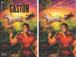 DISNEY VILLAINS GASTON #3 CVRS I & J SUKESHA RAY TRADE & VIRGIN DYNAMITE COM EXCLUSIVE SET (BUNDLE OF 2) VAR