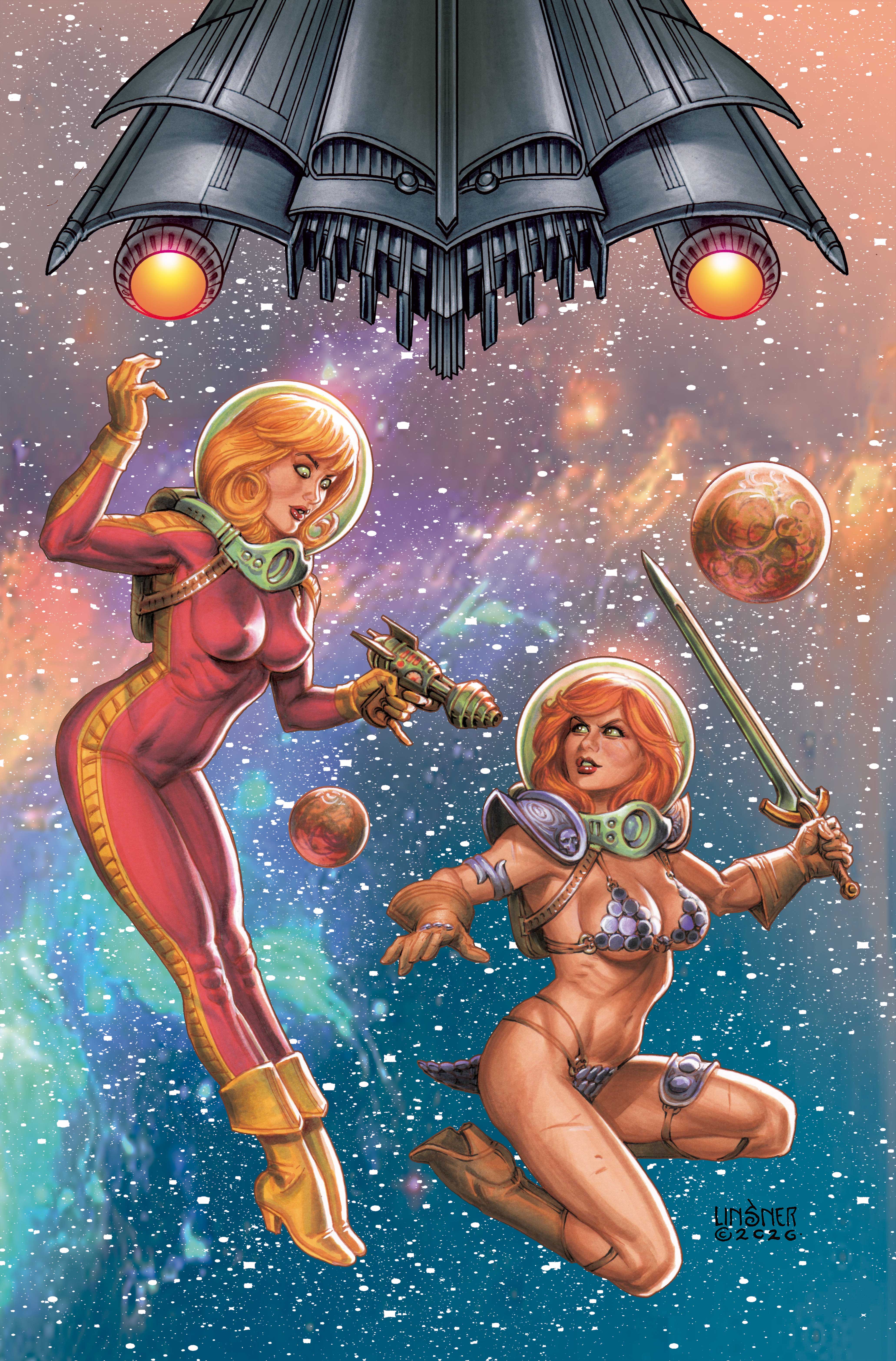 RED SONJA BARBARELLA #1 CVR G JOSEPH MICHAEL LINSNER FOIL VIRGIN VAR