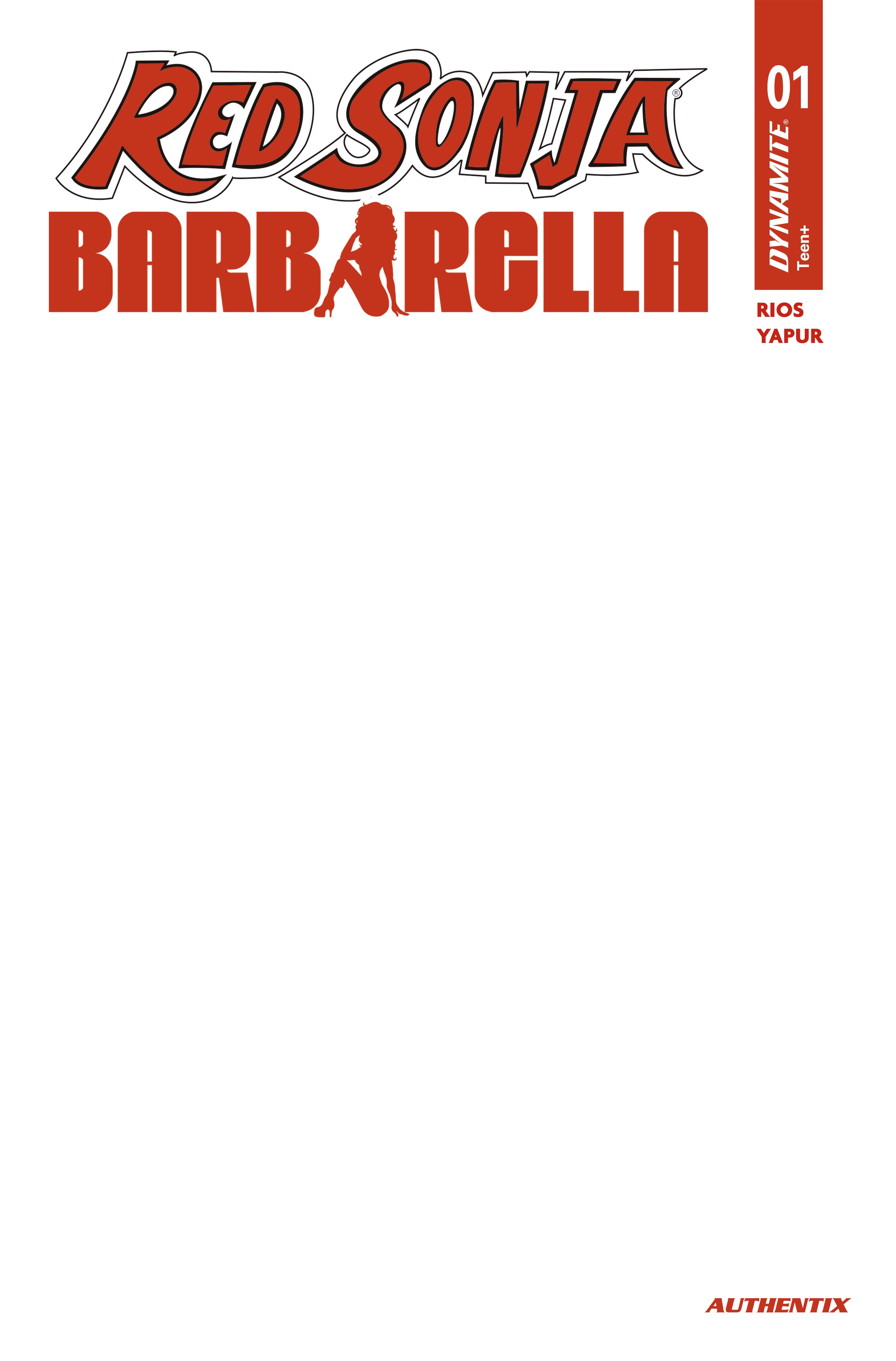 RED SONJA BARBARELLA #1 CVR H BLANK AUTHENTIX VAR