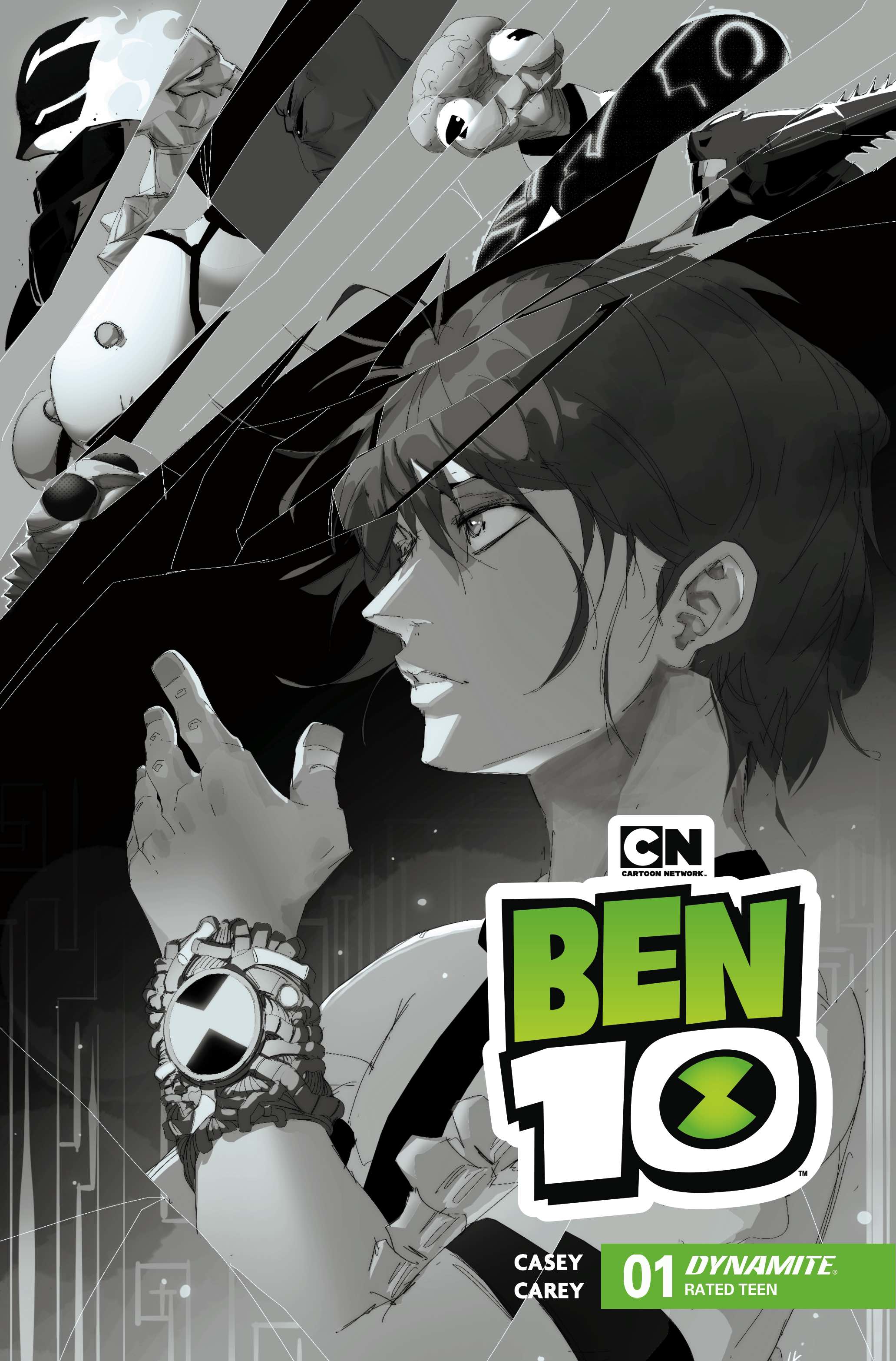 BEN 10 #1 CVR ZM LUCAS LEE GARZA B&W TRADE DRESS DYNAMITE COM EXCLUSIVE VAR