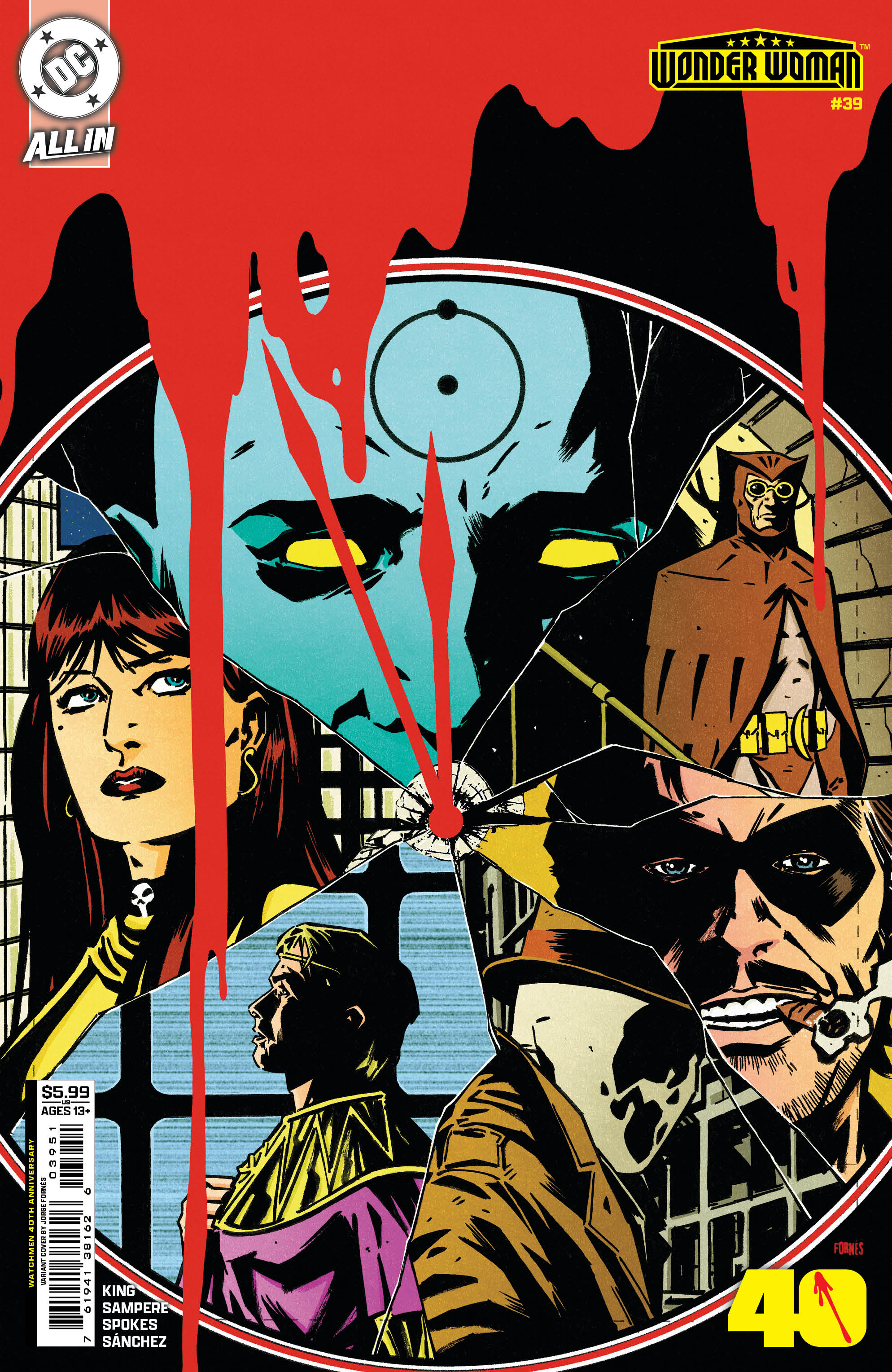 WONDER WOMAN #39 CVR E JORGE FORNES WATCHMEN 40TH ANNIVERSARY CARD STOCK VAR