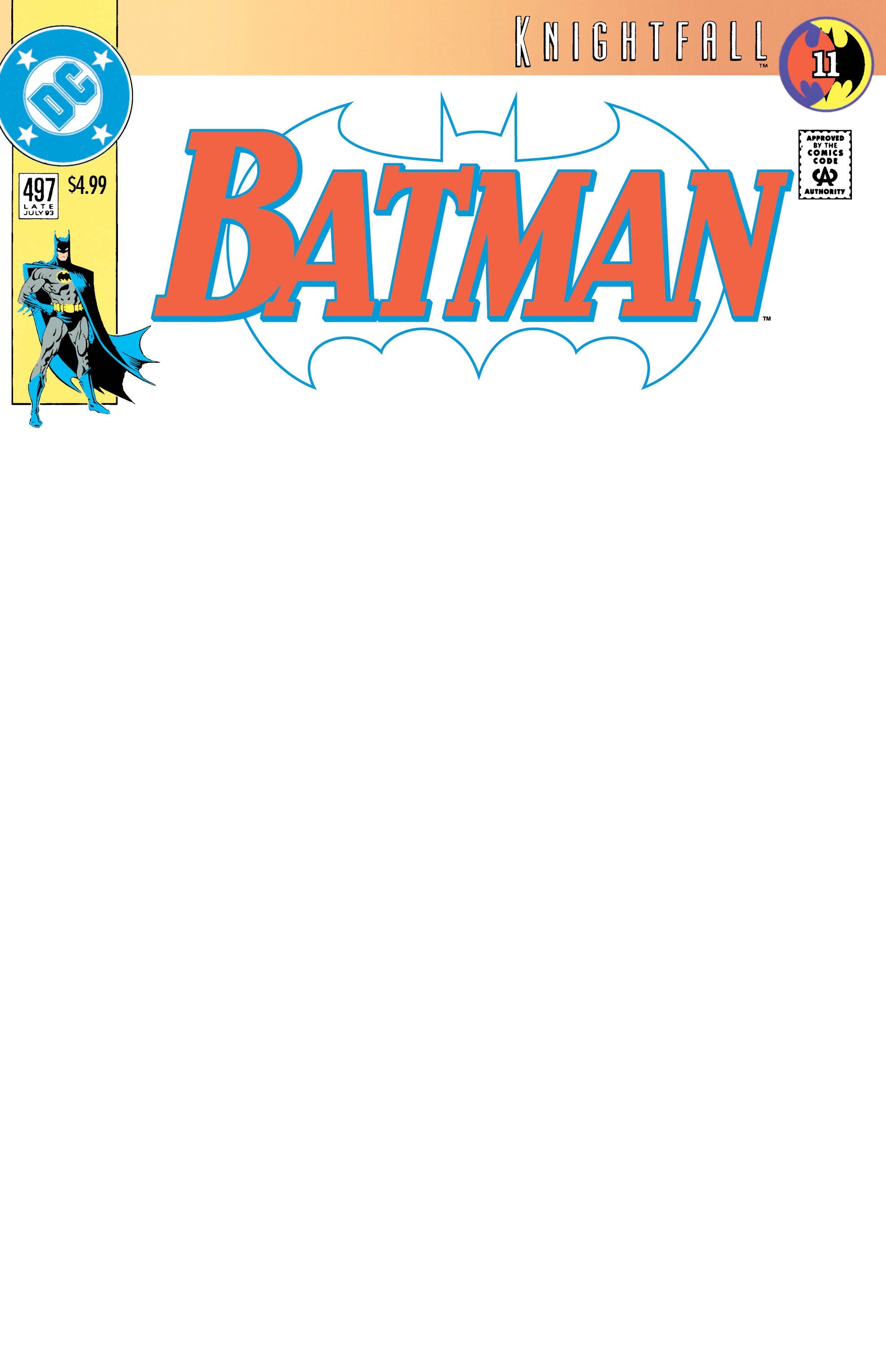 BATMAN #497 FACSIMILE EDITION CVR B BLANK CARD STOCK VAR