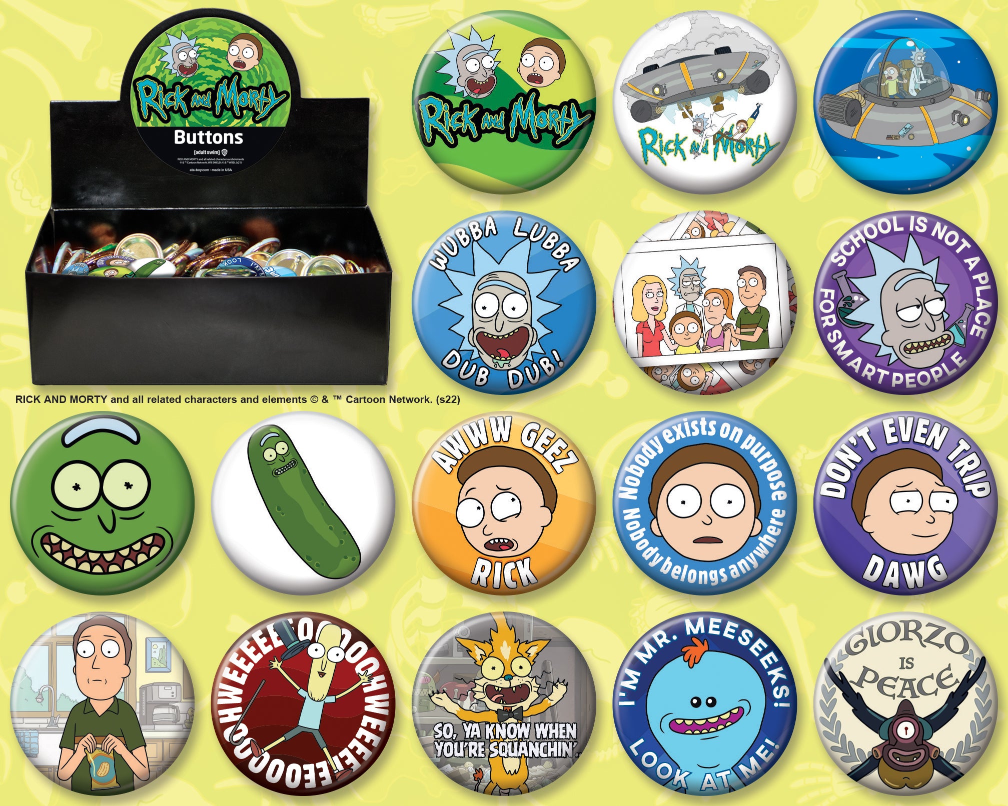 ATA-BOY RICK AND MORTY 144 PIECE BUTTON ASST