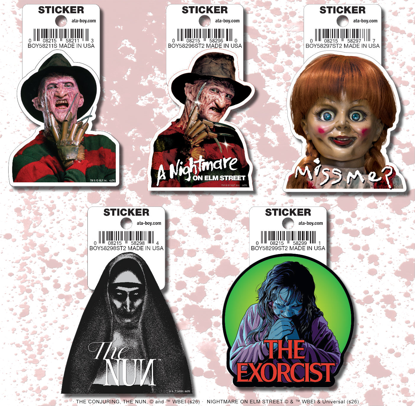 ATA-BOY HORROR MOVIES 15 STICKER PACK # 1