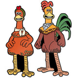 AARDMAN 50 CHICKEN RUN DOTN ROCKY AND GINGER ENAMEL PIN BADGE SET