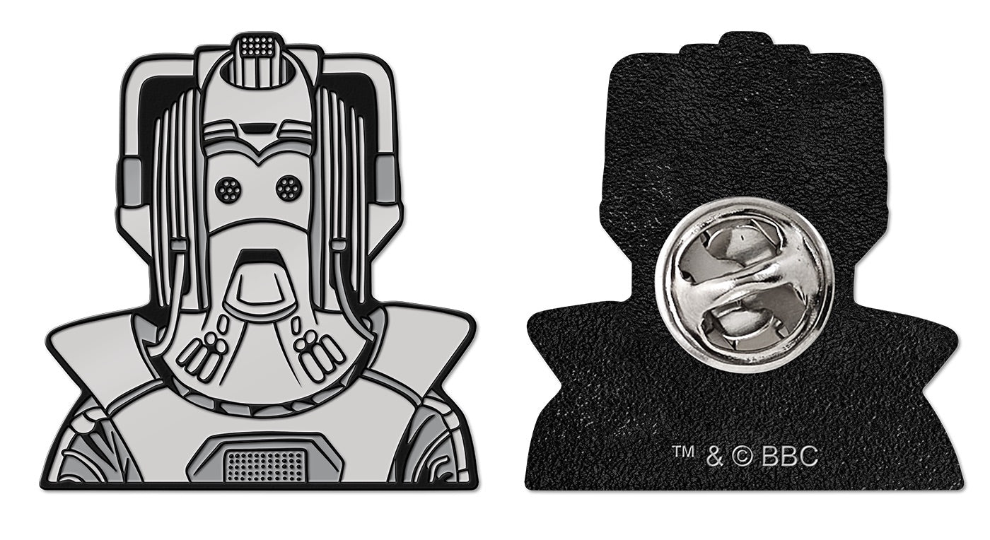 DOCTOR WHO 1980s CYBERMAN NO TEXT ENAMEL PIN BADGE