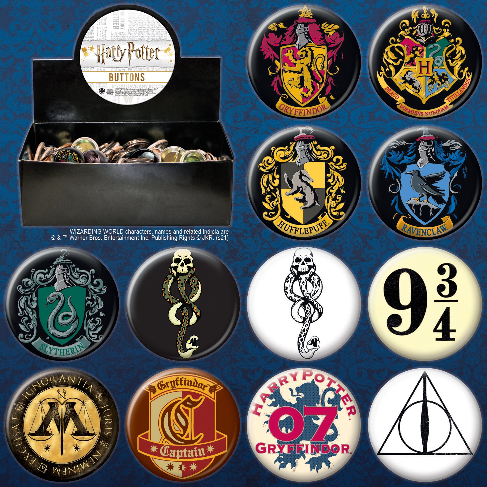 HARRY POTTER 144 PIECE BUTTON ASST # 1