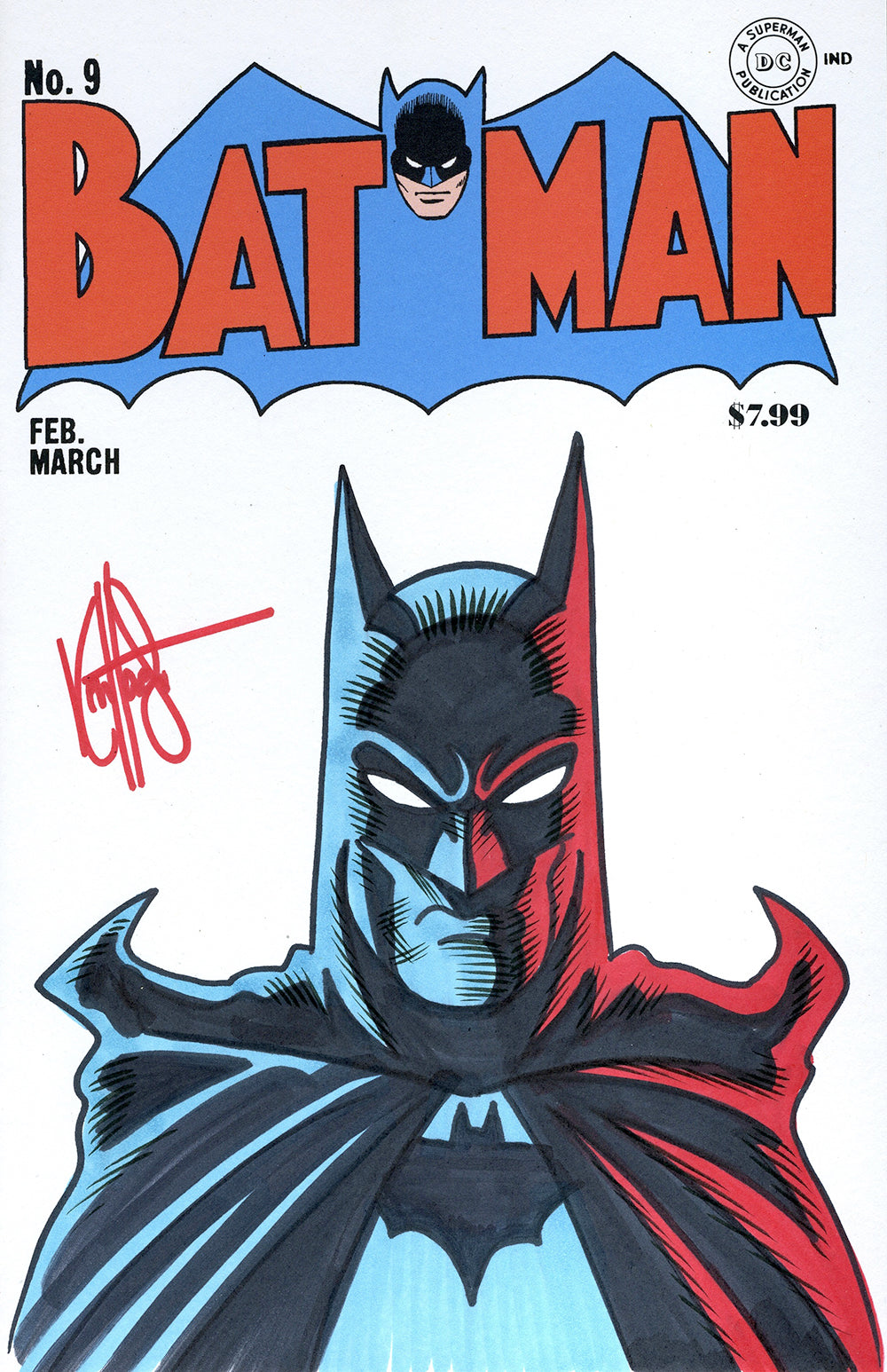 DF BATMAN #9 FACSIMILE EDITION BLANK VARIANT SIGNED AND REMARKED BY KEN HAESER WITH A BATMAN SKETCH