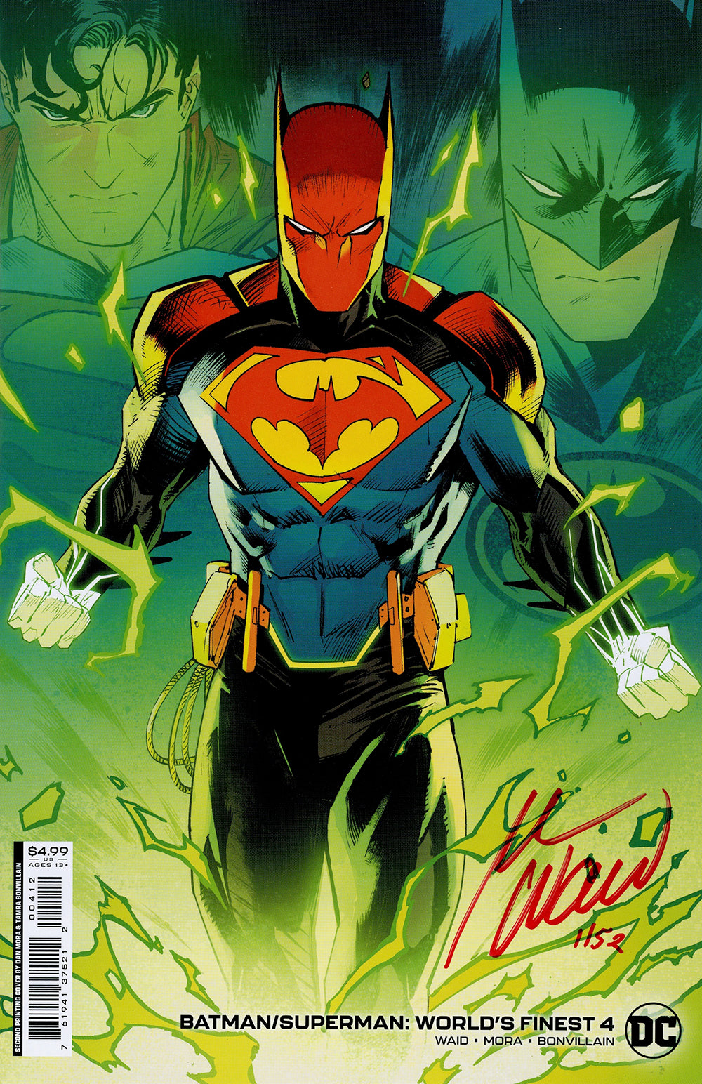 DF BATMAN SUPERMAN WORLDS FINEST #4 SECOND PRINTING DAN MORA VARIANT CRIMSON RED SIGNATURE SERIES SIGNED BY MARK WAID