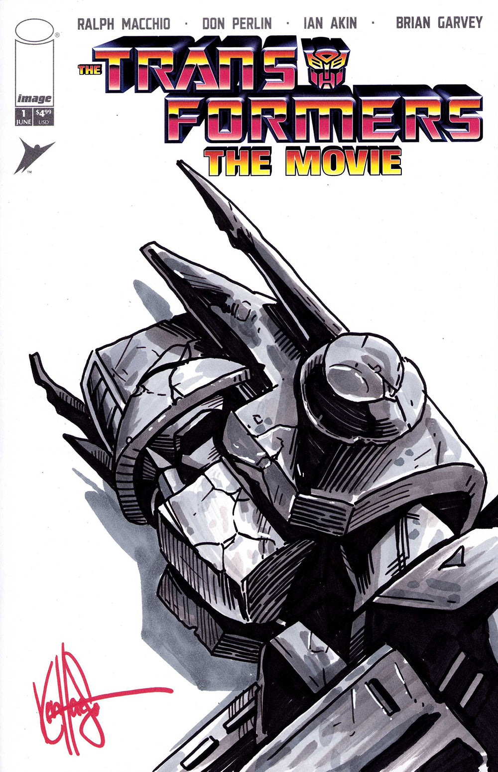 DF TRANSFORMERS THE MOVIE 40TH ANNIVERSARY EDITION #1 BLANK VARIANT SIGNED AND REMARKED BY KEN HAESER