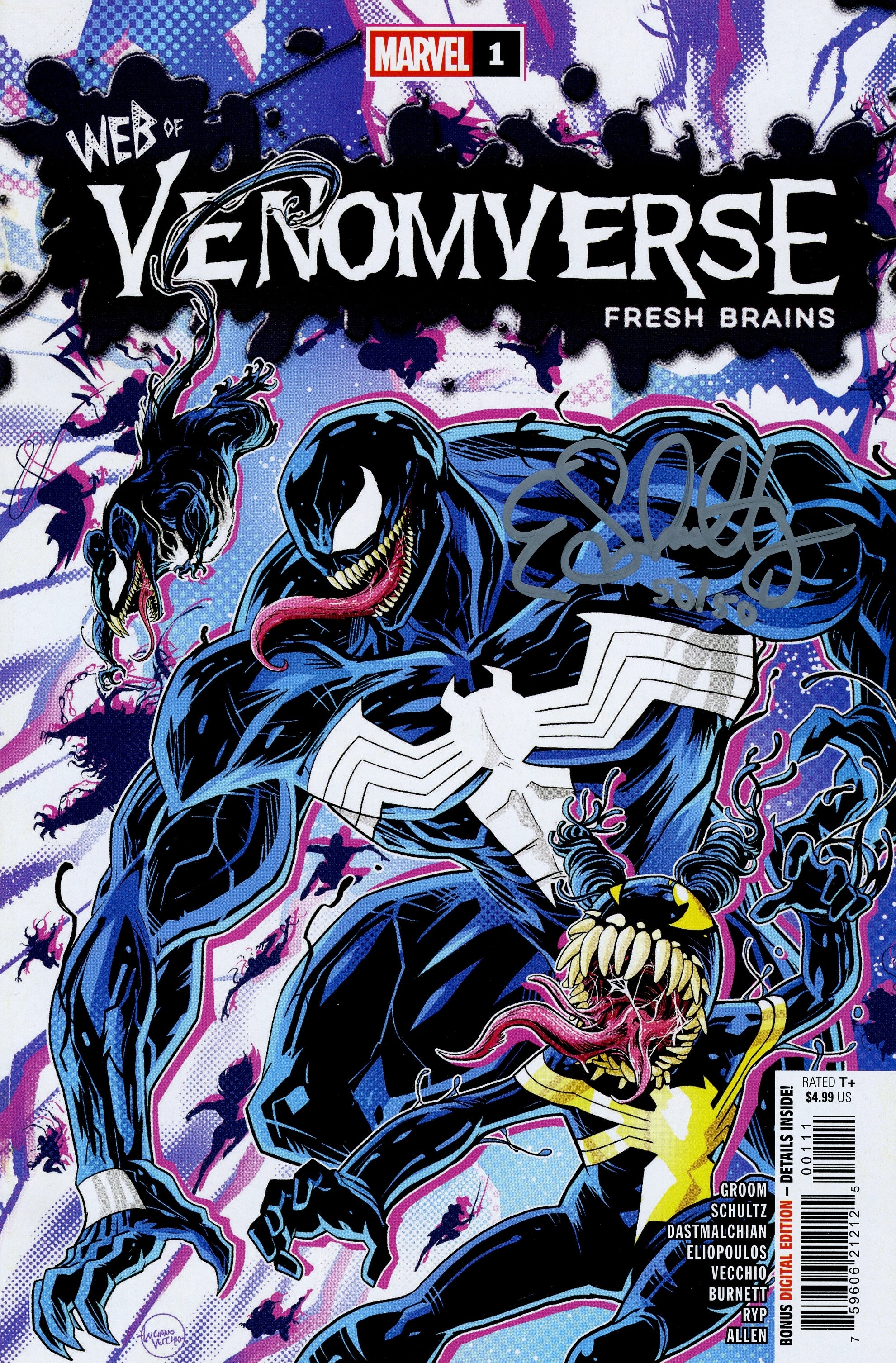 DF WEB OF VENOMVERSE FRESH BRAINS #1 SILVER SIGNATURE SERIES SIGNED BY ERICA SCHULTZ