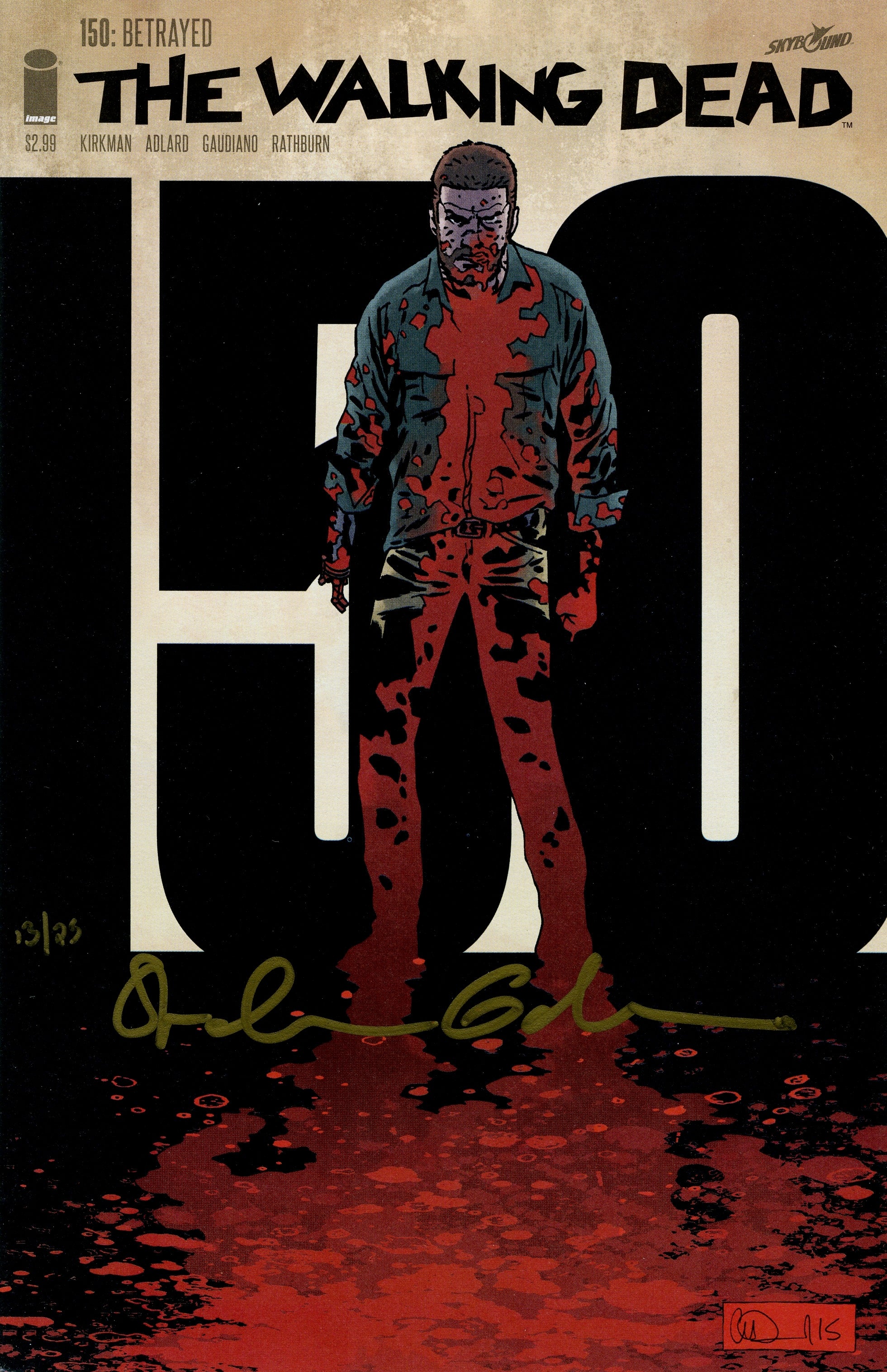 DF WALKING DEAD #150 ELITE GOLD SIGNATURE SERIES SIGNED BY STEFANO GAUDIANO