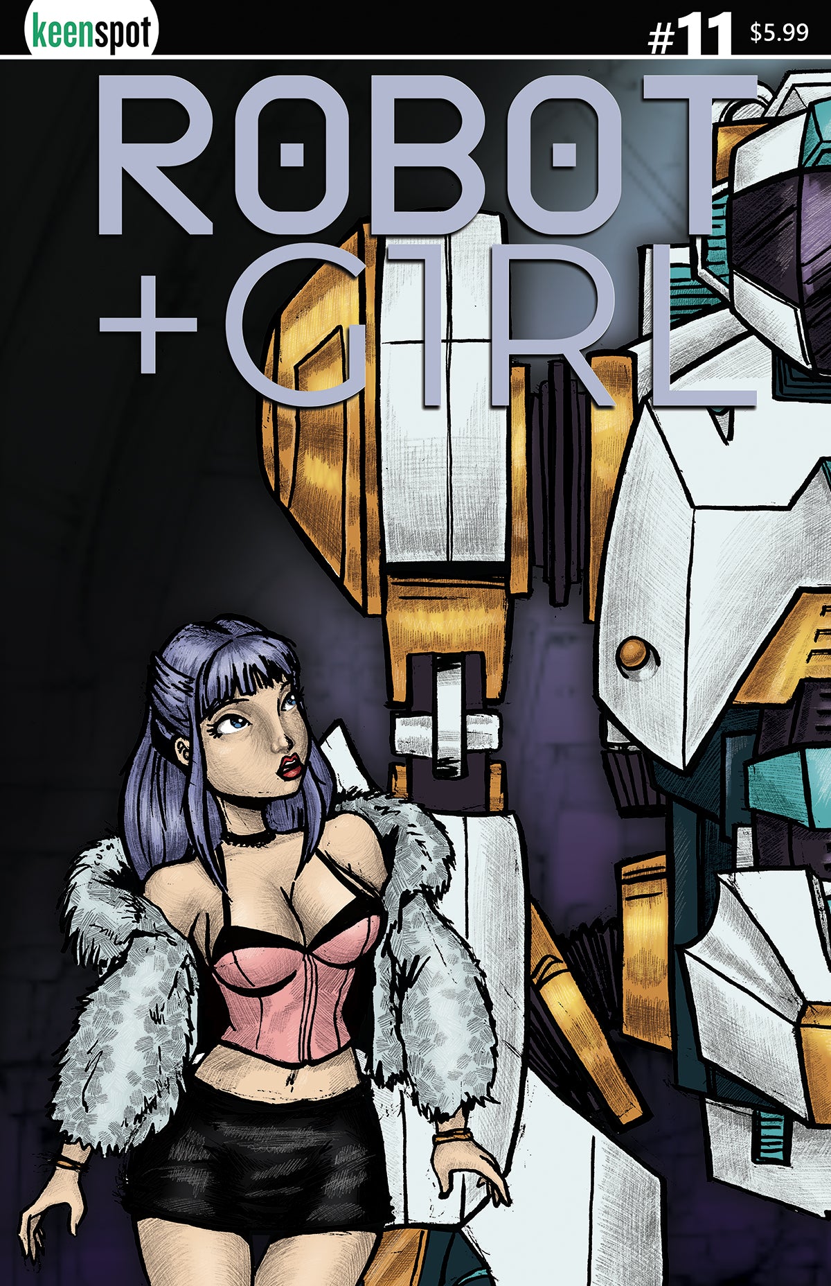 ROBOT + GIRL #11 COVER A MIKE WHITE LEFT SIDE CONNECTING COVER BAGGED WITH TRADING CARD