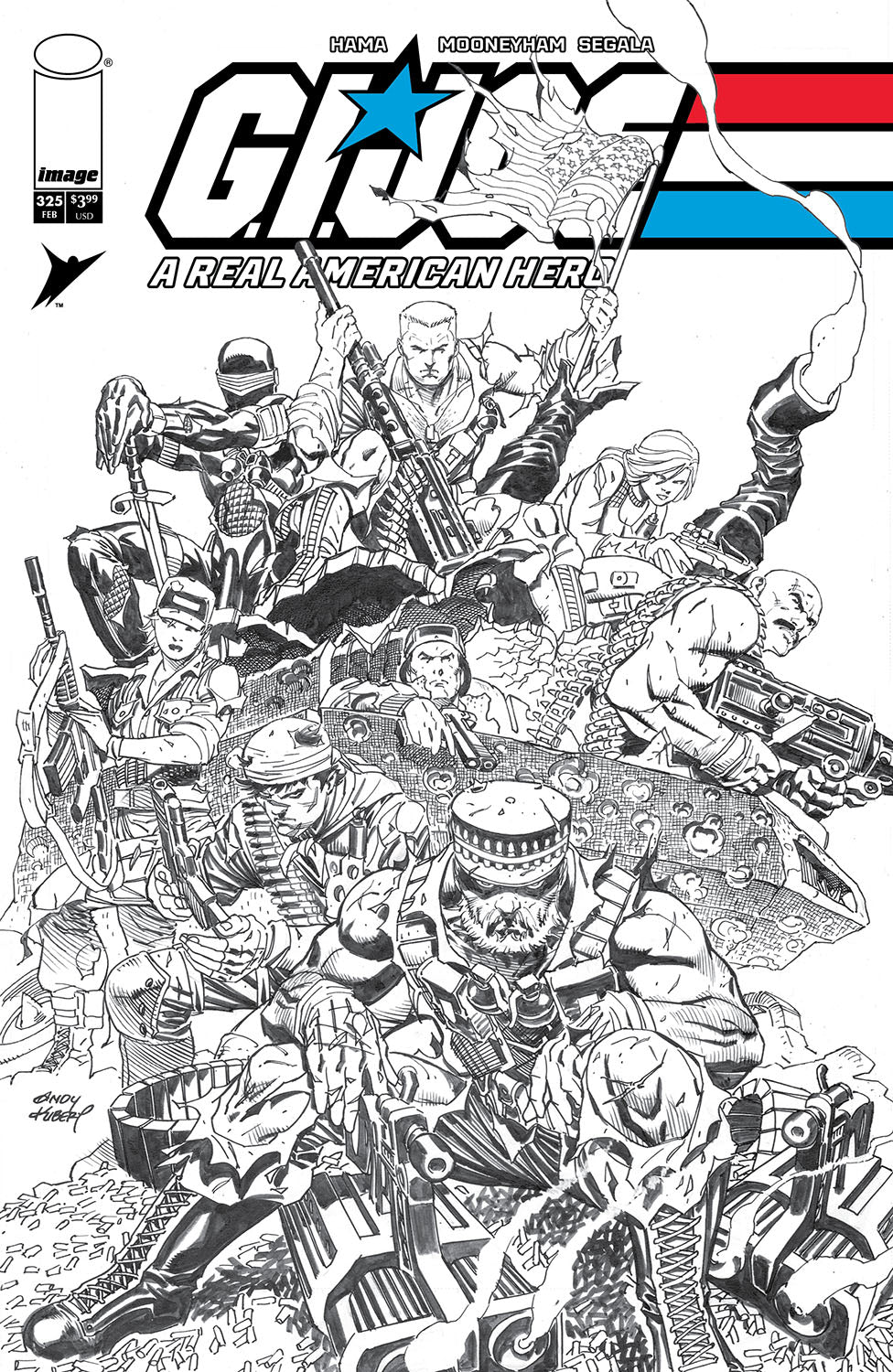 GI JOE A REAL AMERICAN HERO #325 COVER B ANDY KUBERT B&W VARIANT