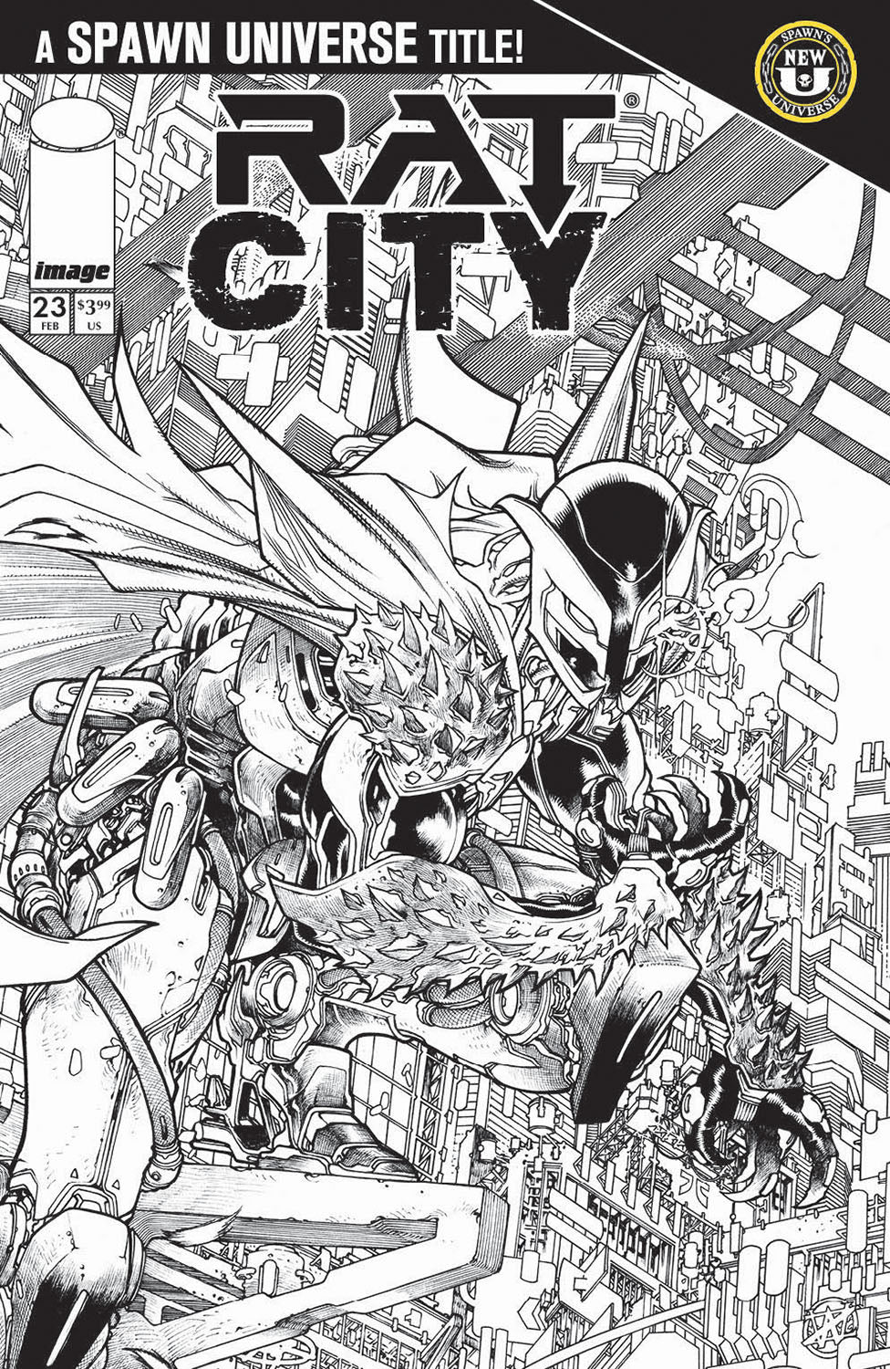 SPAWN RAT CITY #23 COVER B HARVEY TOLIBAO B&W VARIANT