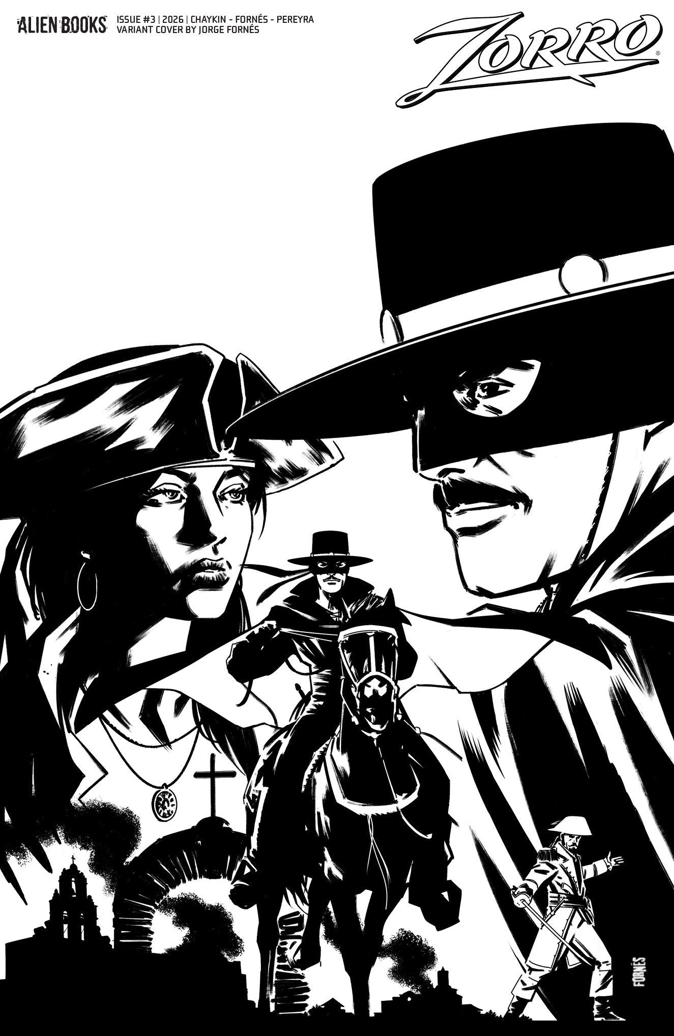 ZORRO #3 VARIANT D FORNÉS B&W