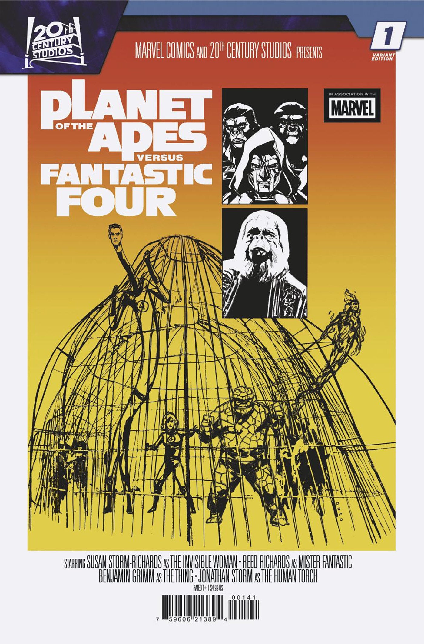 PLANET OF THE APES VS. FANTASTIC FOUR #1 PHIL NOTO MOVIE HOMAGE VARIANT