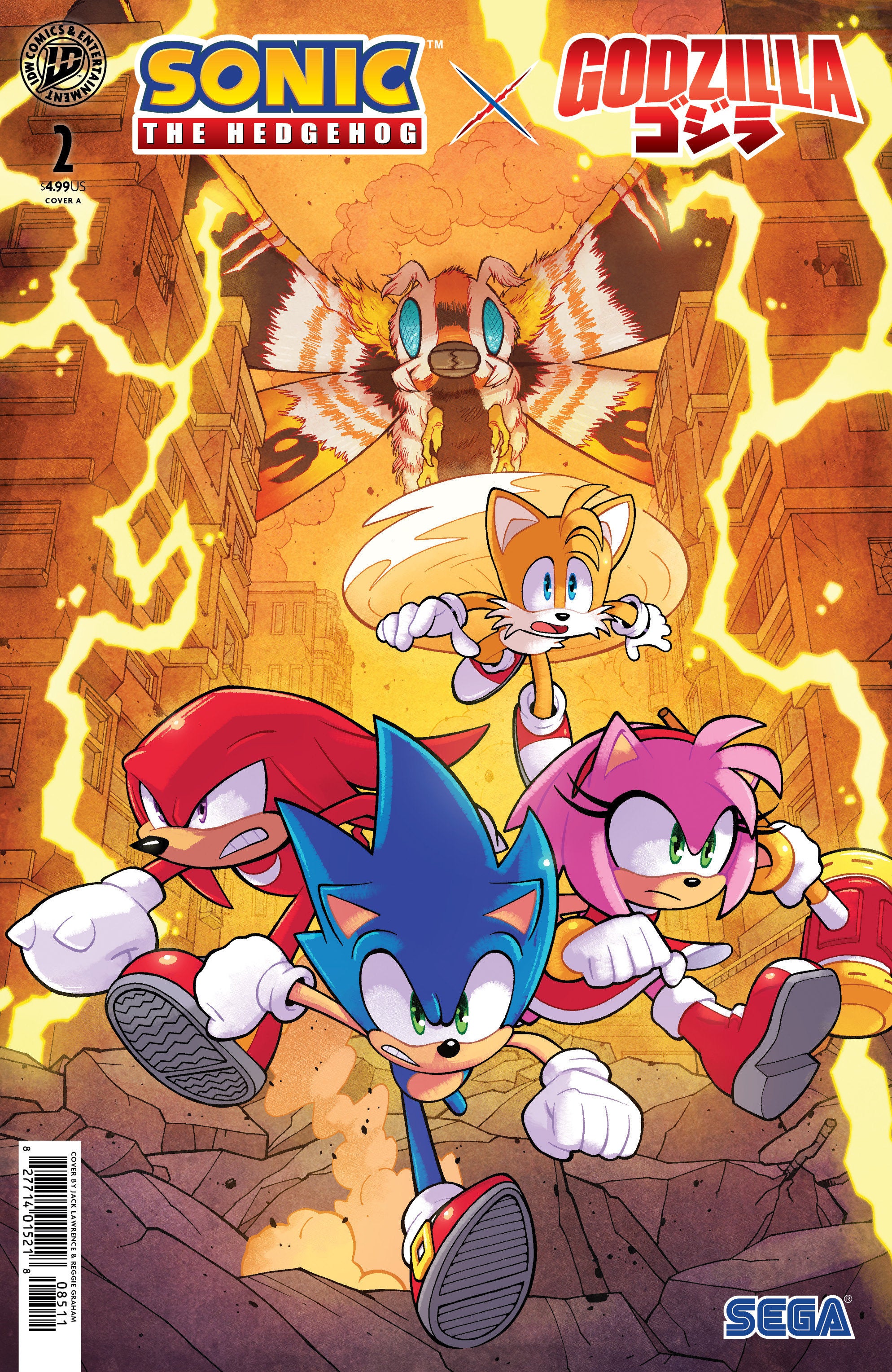 SONIC THE HEDGEHOG X GODZILLA #2 COVER A LAWRENCE