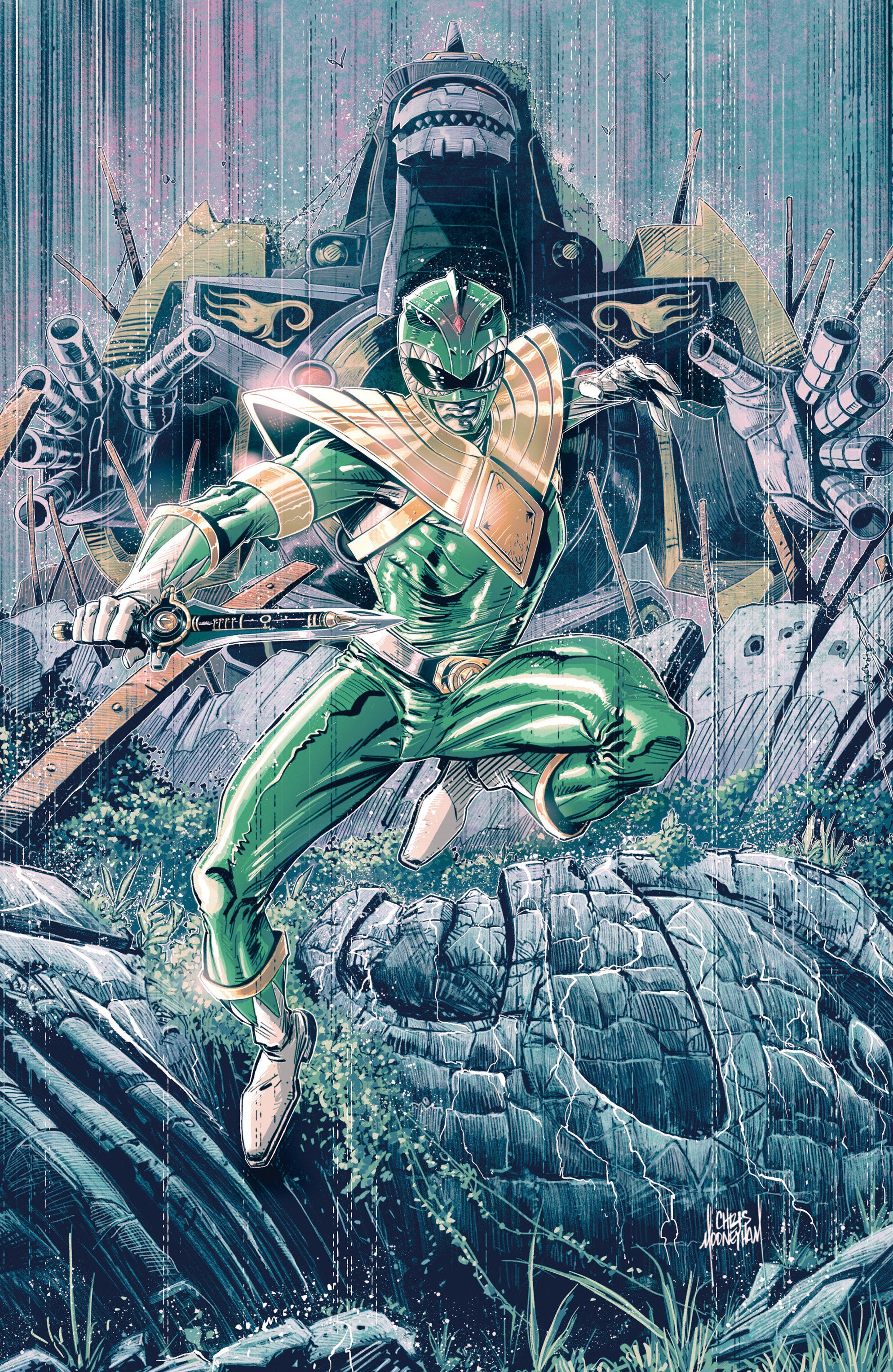 POWER RANGERS GREEN #5 C TOMMY OLIVER CARD STOCK CONNECTING VARIANT (FULL ART