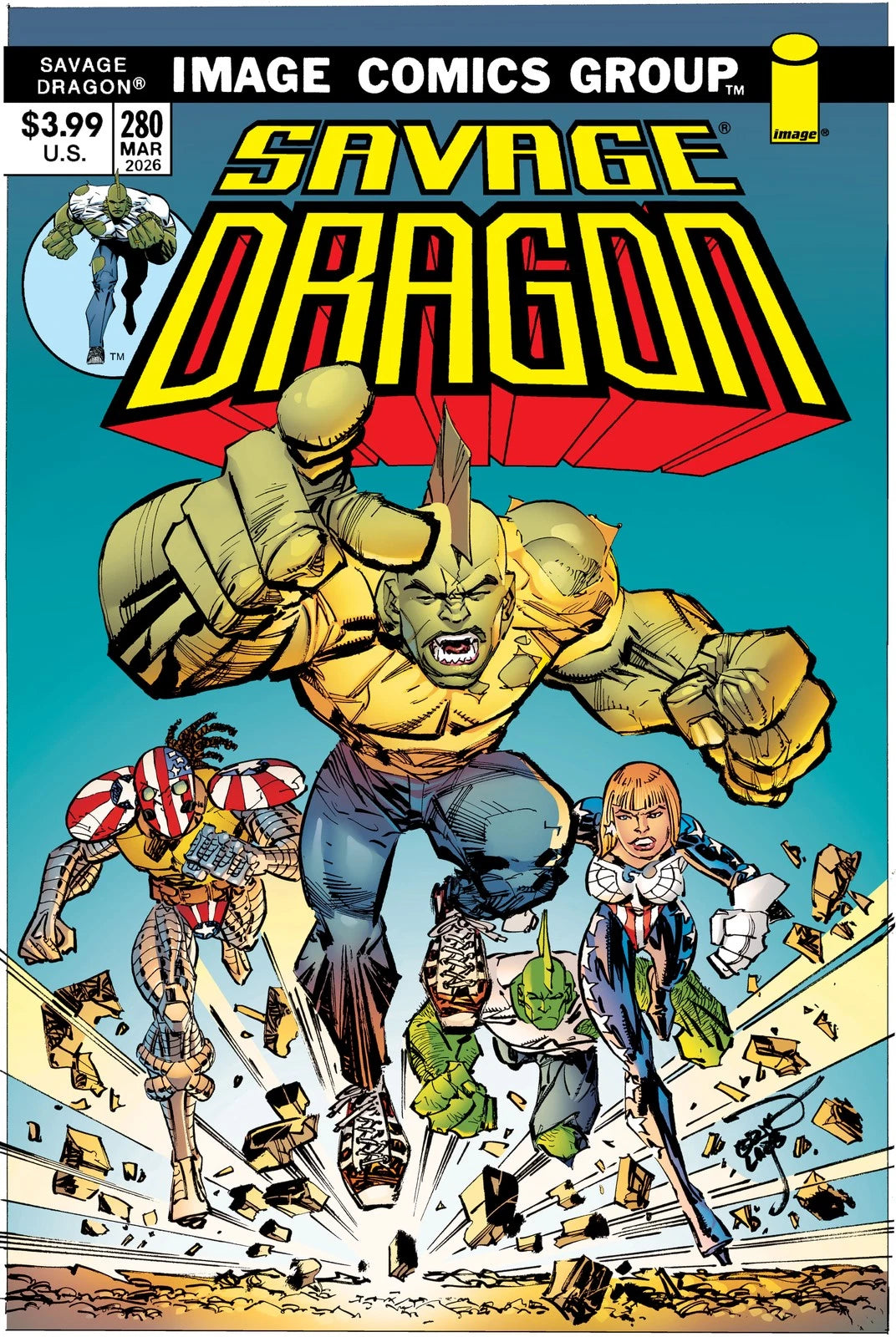SAVAGE DRAGON #280 COVER B ERIK LARSEN 70S TRADE DRESS VARIANT