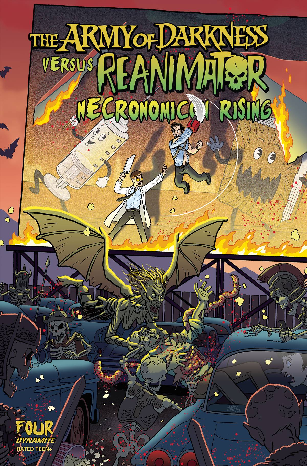 AOD VS REANIMATOR NECRONOMICON RISING #4 COVER A FLEECS